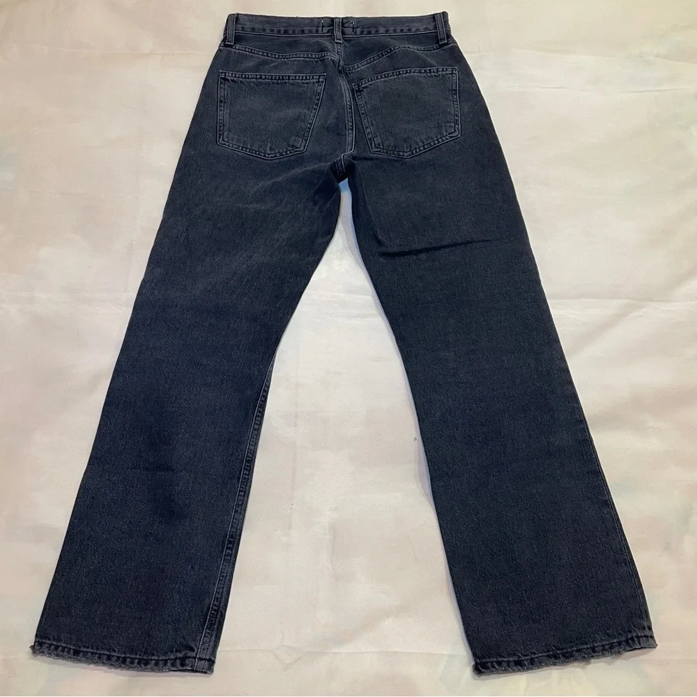Agolde- Ripley Straight-Leg Jeans High Rise Black Photogram Size 25 Ankle Crop